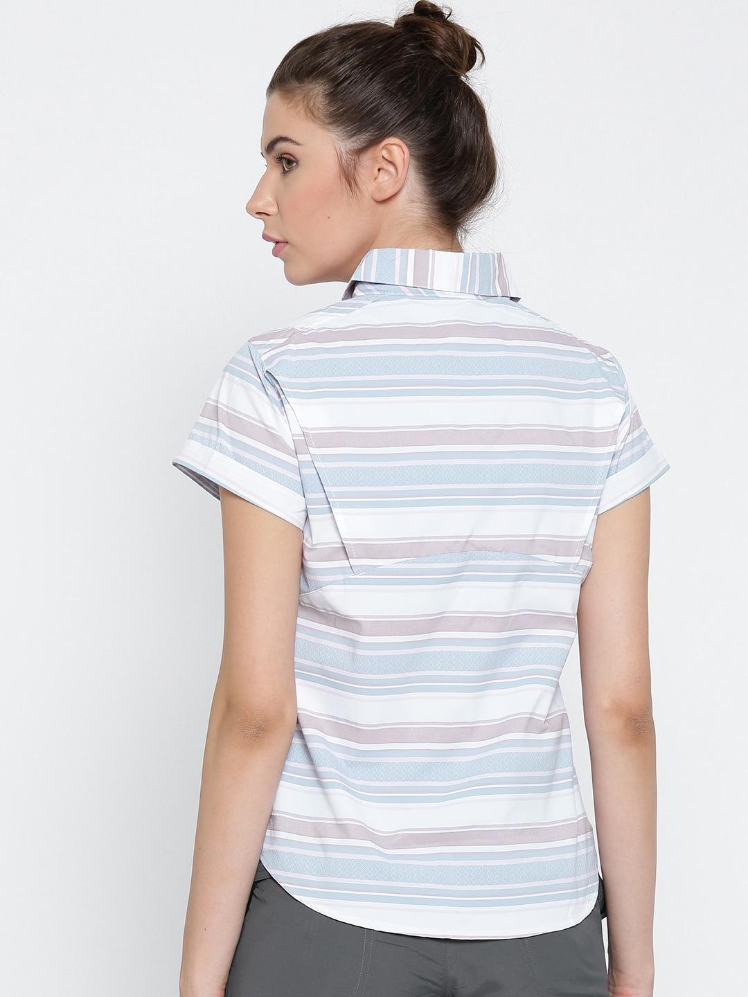 Columbia Women White Pilsner Peak Novelty Short Sleeve Shirt