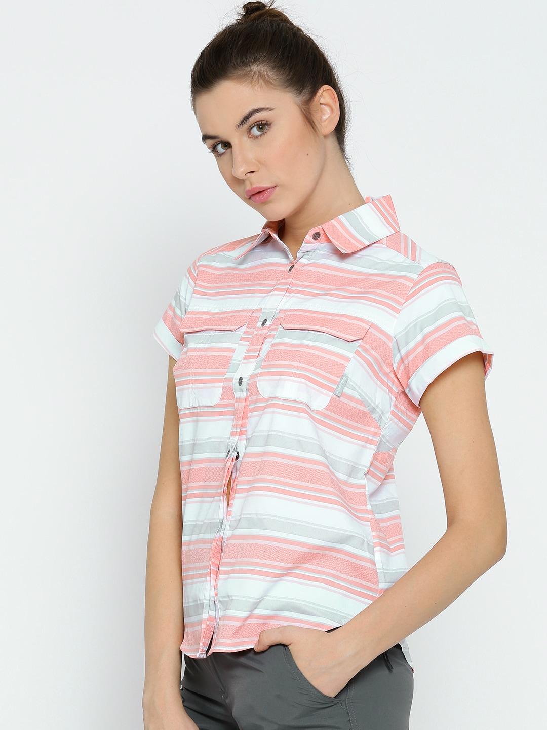 Columbia Women White Pilsner Peak Novelty Short Sleeve Shirt