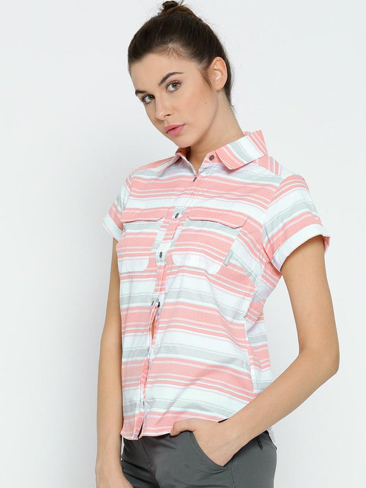 Columbia Women White Pilsner Peak Novelty Short Sleeve Shirt