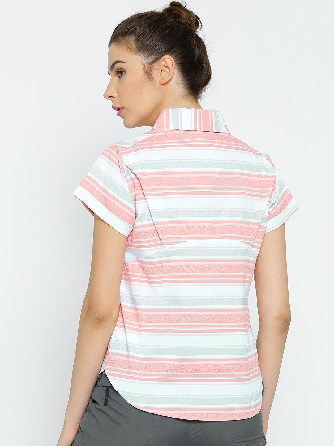 Columbia Women White Pilsner Peak Novelty Short Sleeve Shirt