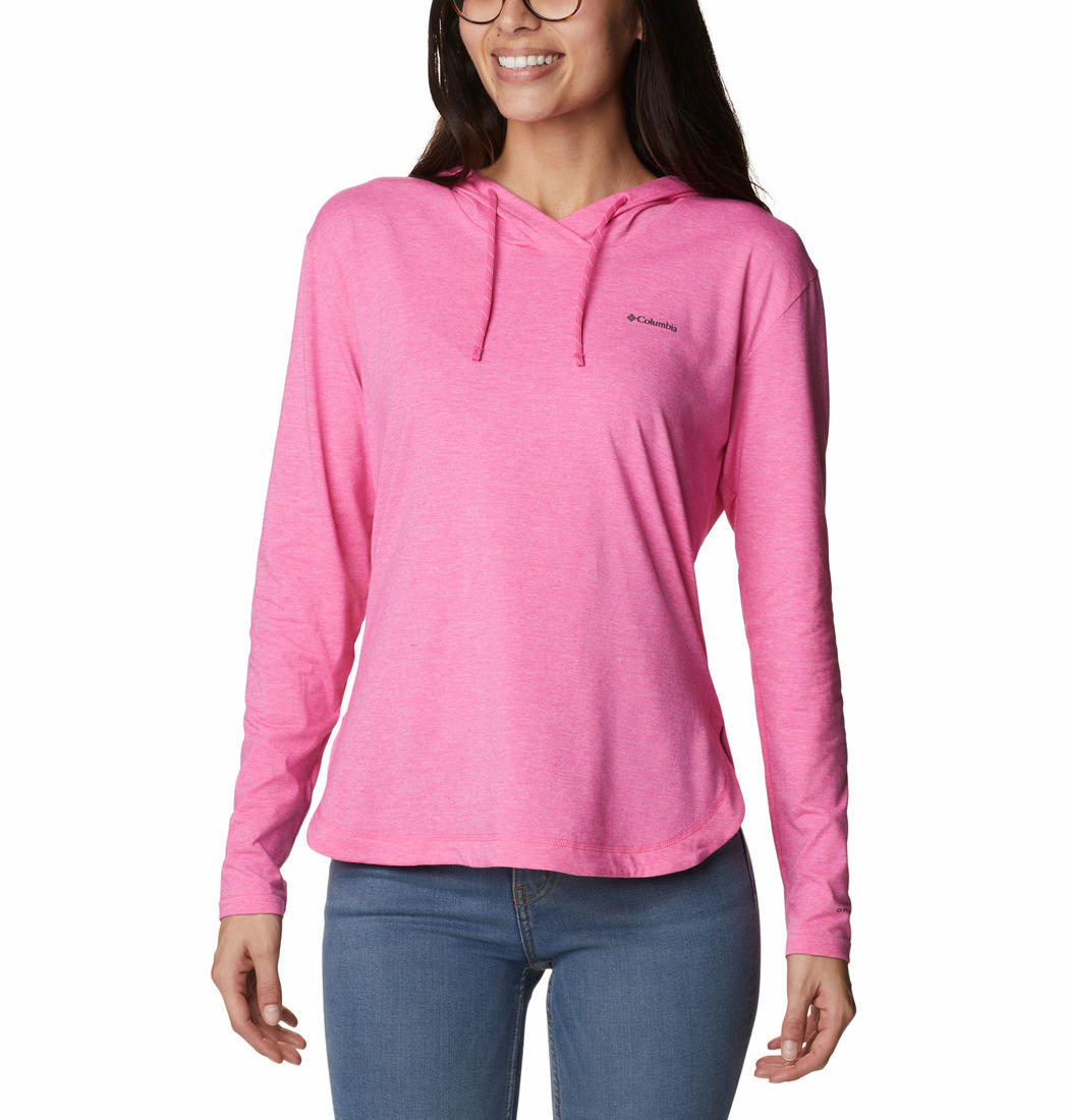 Columbia Women Pink Sun Trek Hooded Pullover T-Shirt