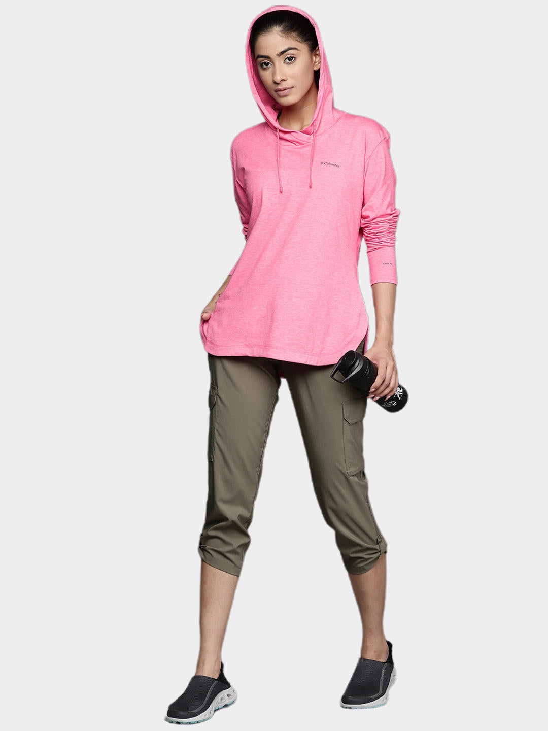 Columbia Women Pink Sun Trek Hooded Pullover T-Shirt