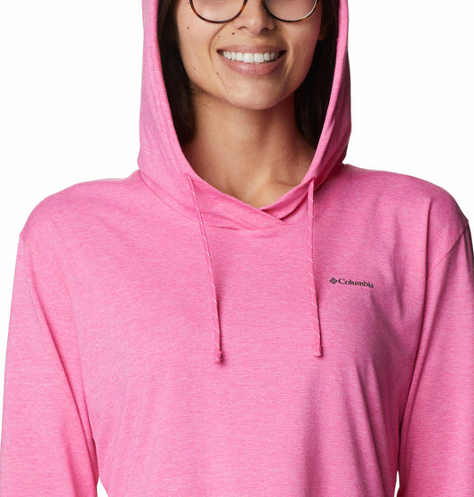 Columbia Women Pink Sun Trek Hooded Pullover T-Shirt
