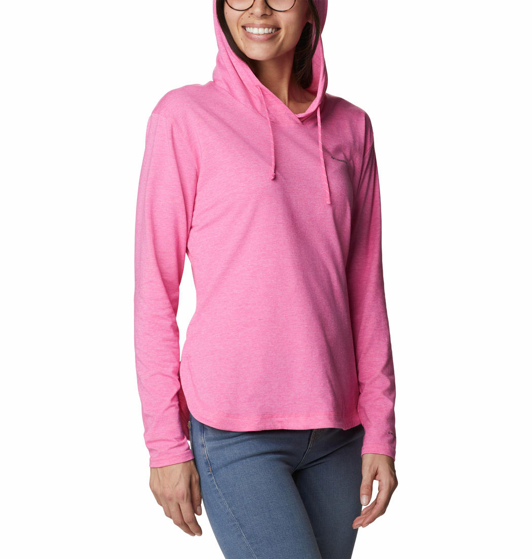 Columbia Women Pink Sun Trek Hooded Pullover T-Shirt
