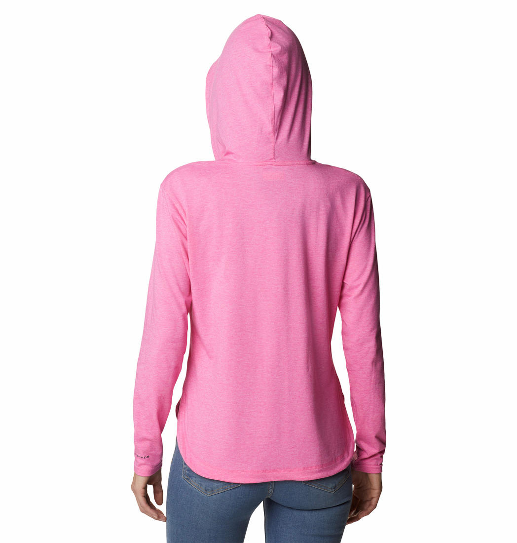 Columbia Women Pink Sun Trek Hooded Pullover T-Shirt