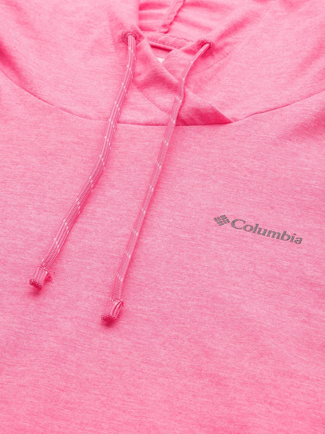 Columbia Women Pink Sun Trek Hooded Pullover T-Shirt