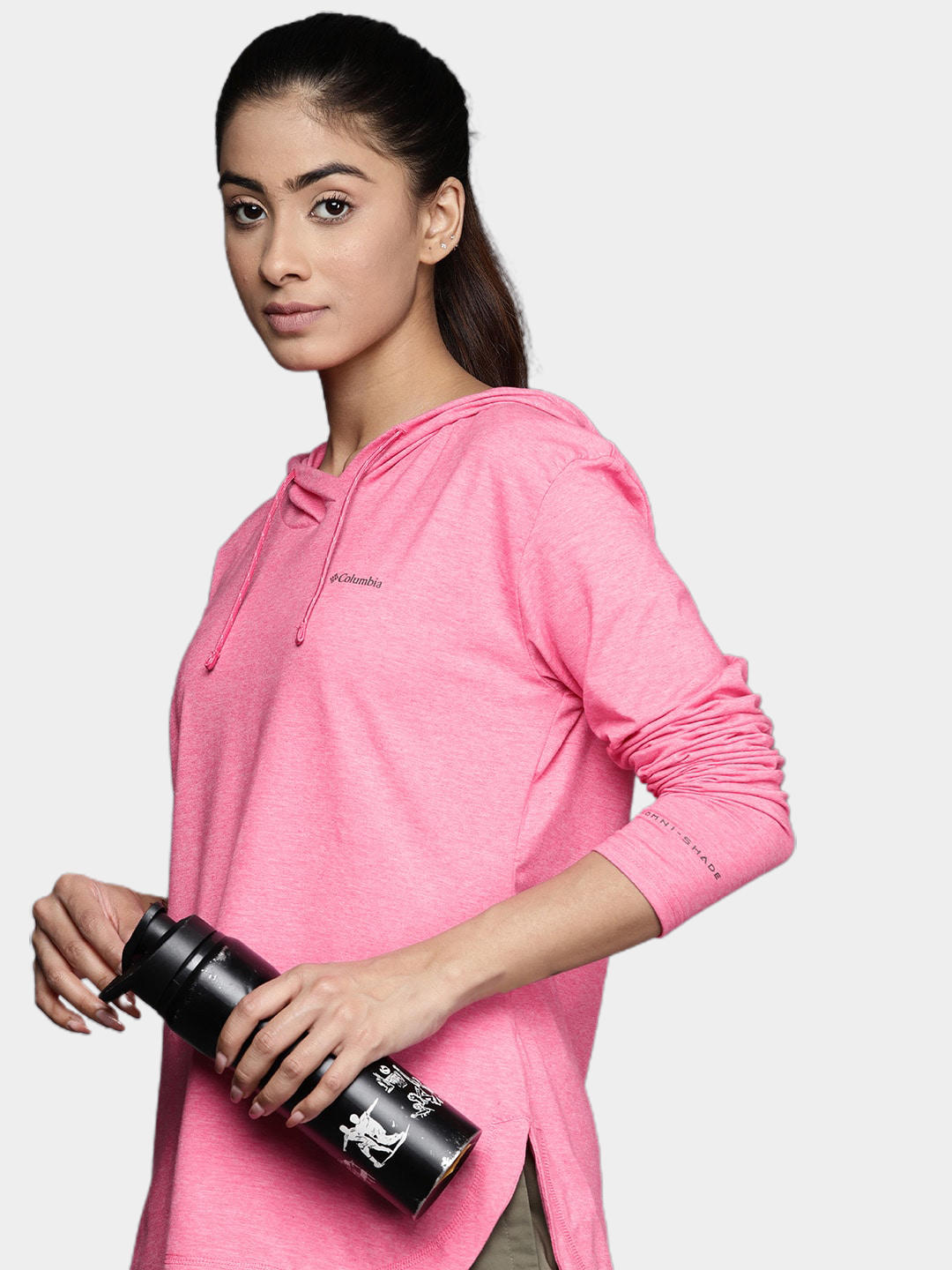 Columbia Women Pink Sun Trek Hooded Pullover T-Shirt