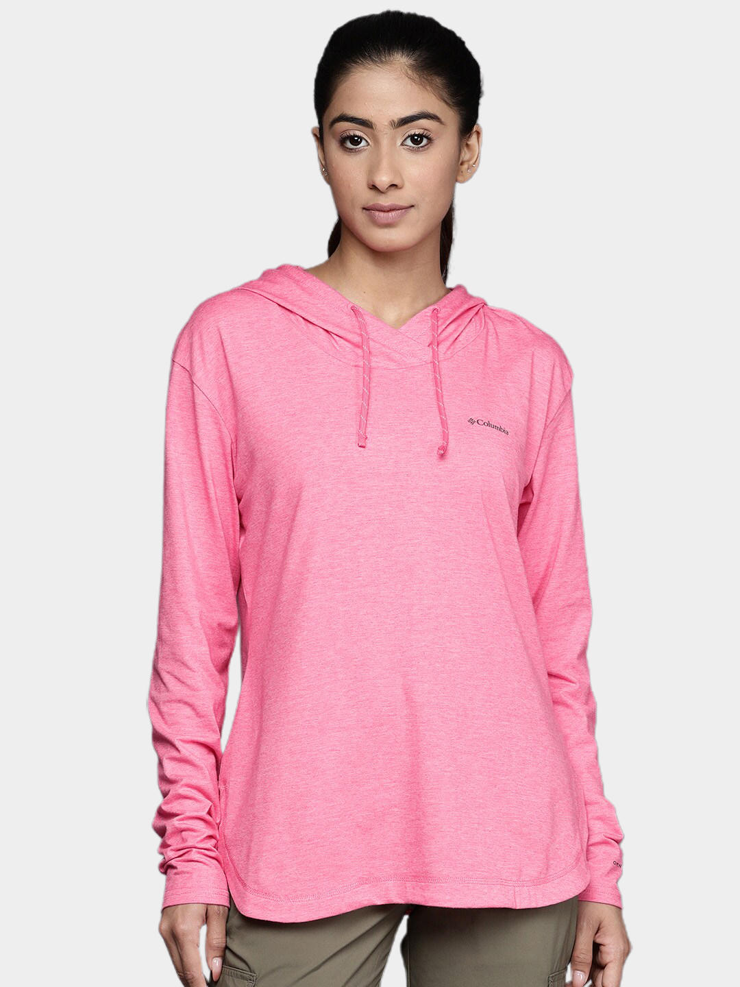 Columbia Women Pink Sun Trek Hooded Pullover T-Shirt
