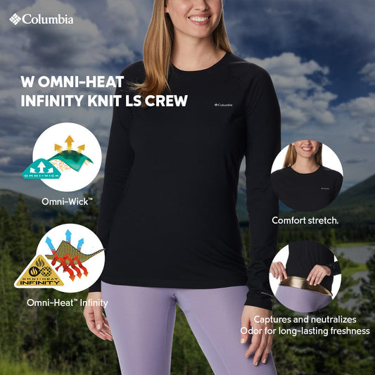 Columbia Women Black W Omni-Heat Infinity Knit LS Crew Baselayer Top