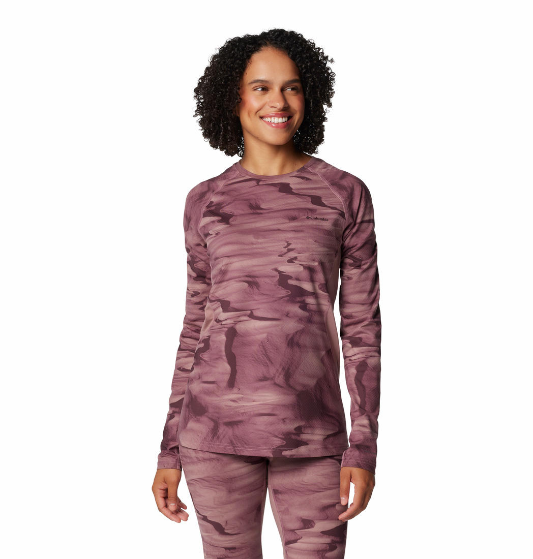 Columbia Womens Red W Omni-Heat Infinity Knit Long Sleeve Crew Baselayer Top