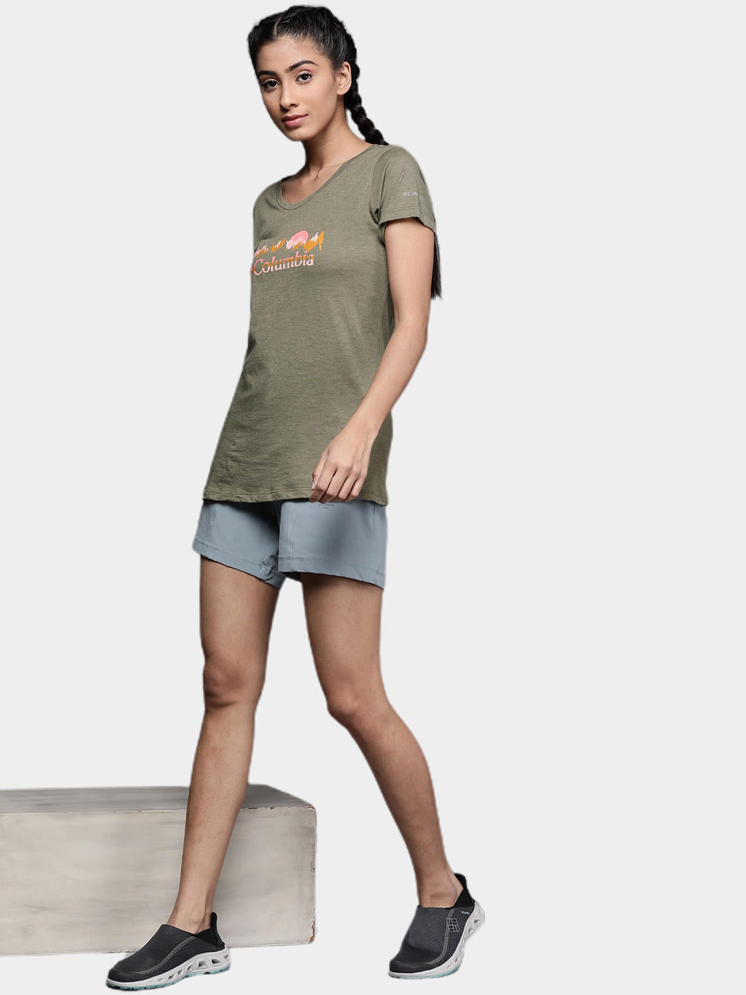 Columbia Women Green Daisy Days SS Graphic T-Shirt