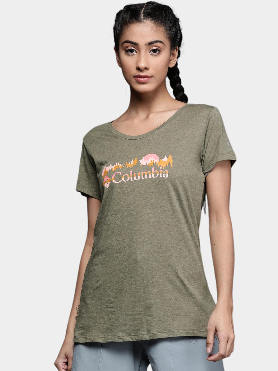 Columbia Women Green Daisy Days SS Graphic T-Shirt