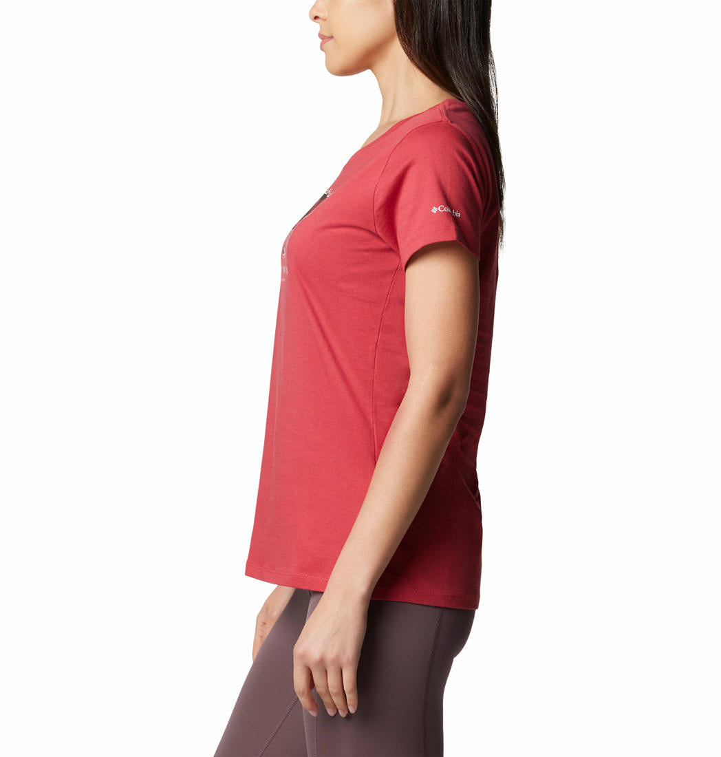 Columbia Womens Red Daisy Days Short Sleeve Graphic Tee
