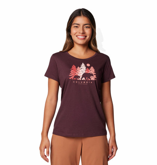 Columbia Womens Red Daisy Days Short Sleeve Graphic Tee