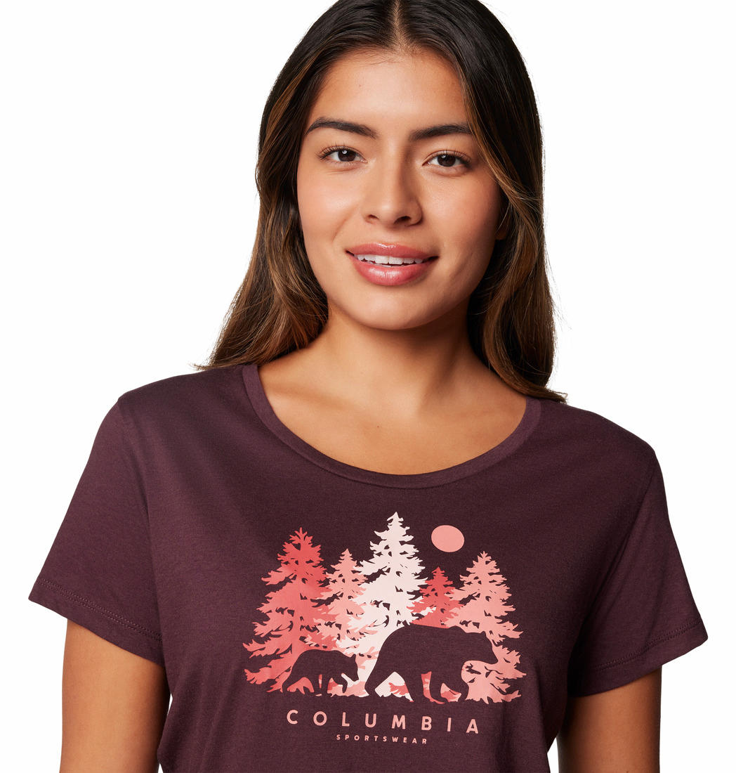 Columbia Womens Red Daisy Days Short Sleeve Graphic Tee