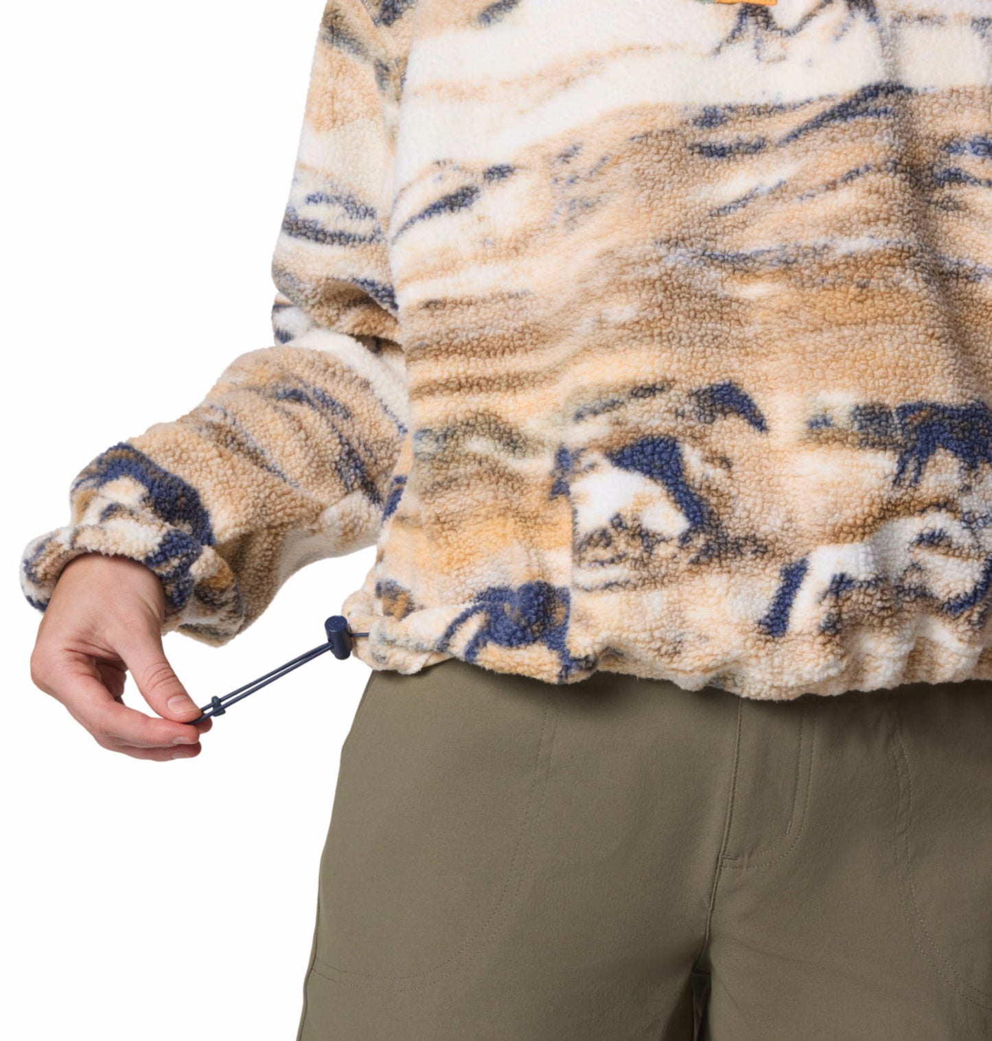 Columbia Womens Beige Helvetia II Printed Cropped Half Snap Fleece Pullover