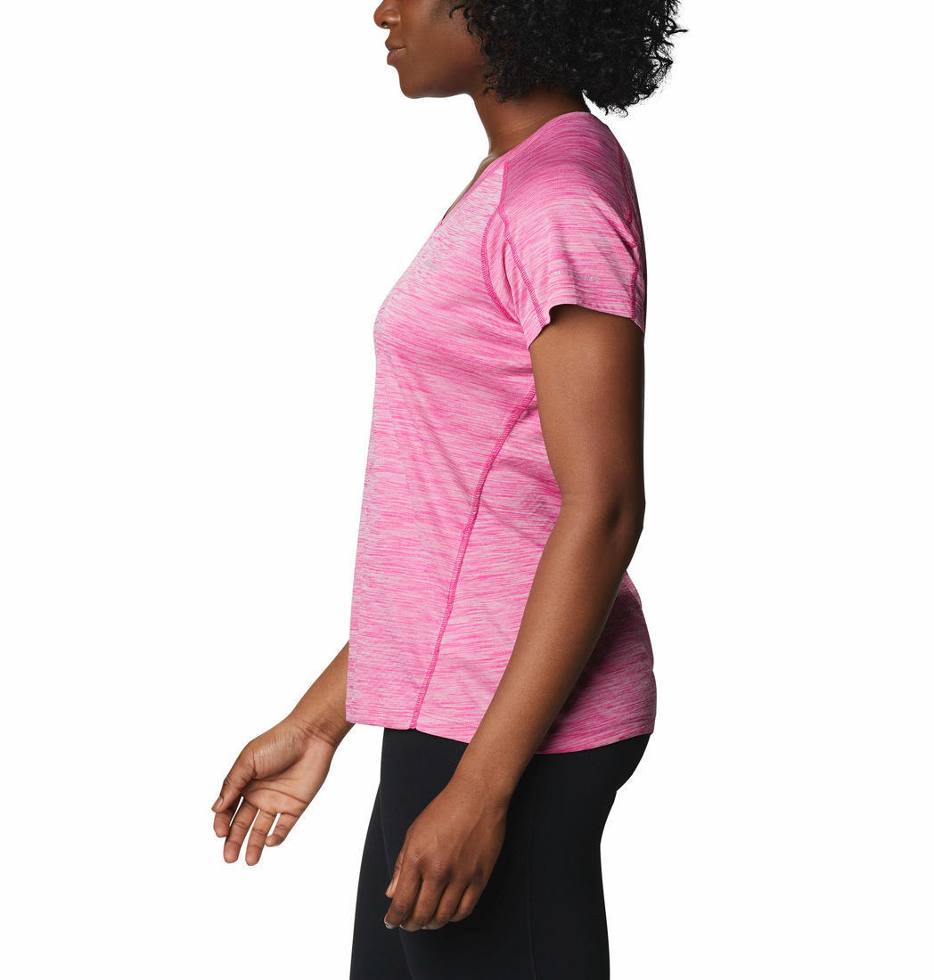 Columbia Women Red Zero Rules Short Sleeve Shirt (Sun Protection)