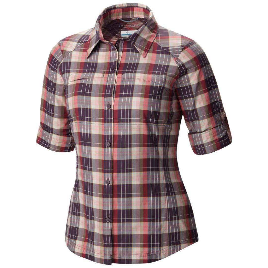 Columbia Women Blue Silver Ridge Plaid Long Sleeve Shirt (Sun Protection)