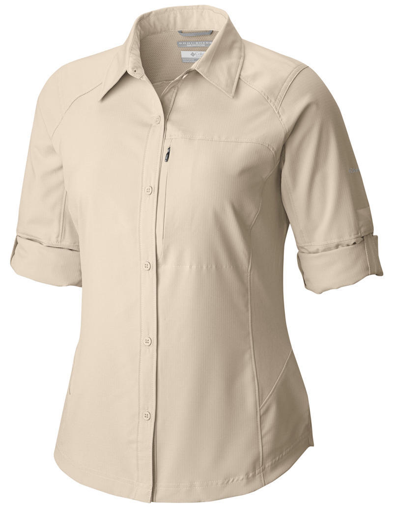 Columbia Women Beige Silver Ridge Long Sleeve Shirt (Sun Protection)