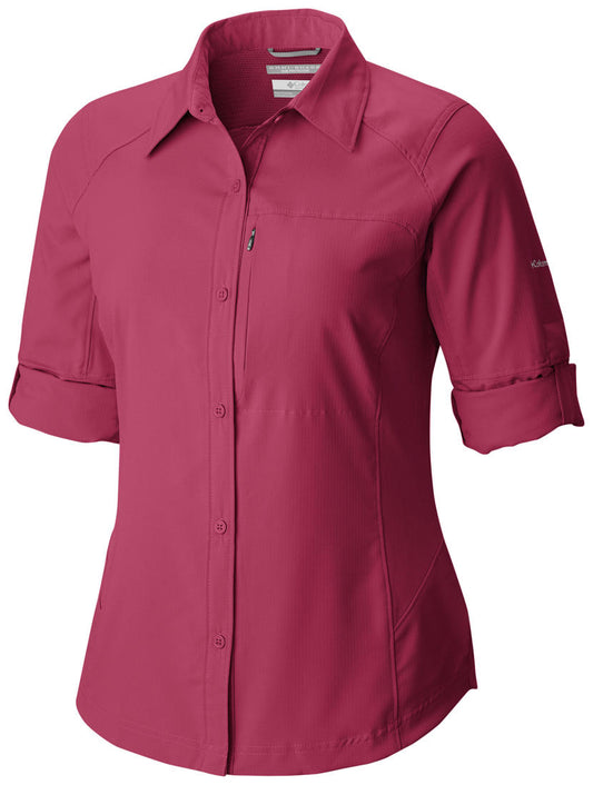 Columbia Women Red Silver Ridge Long Sleeve Shirt