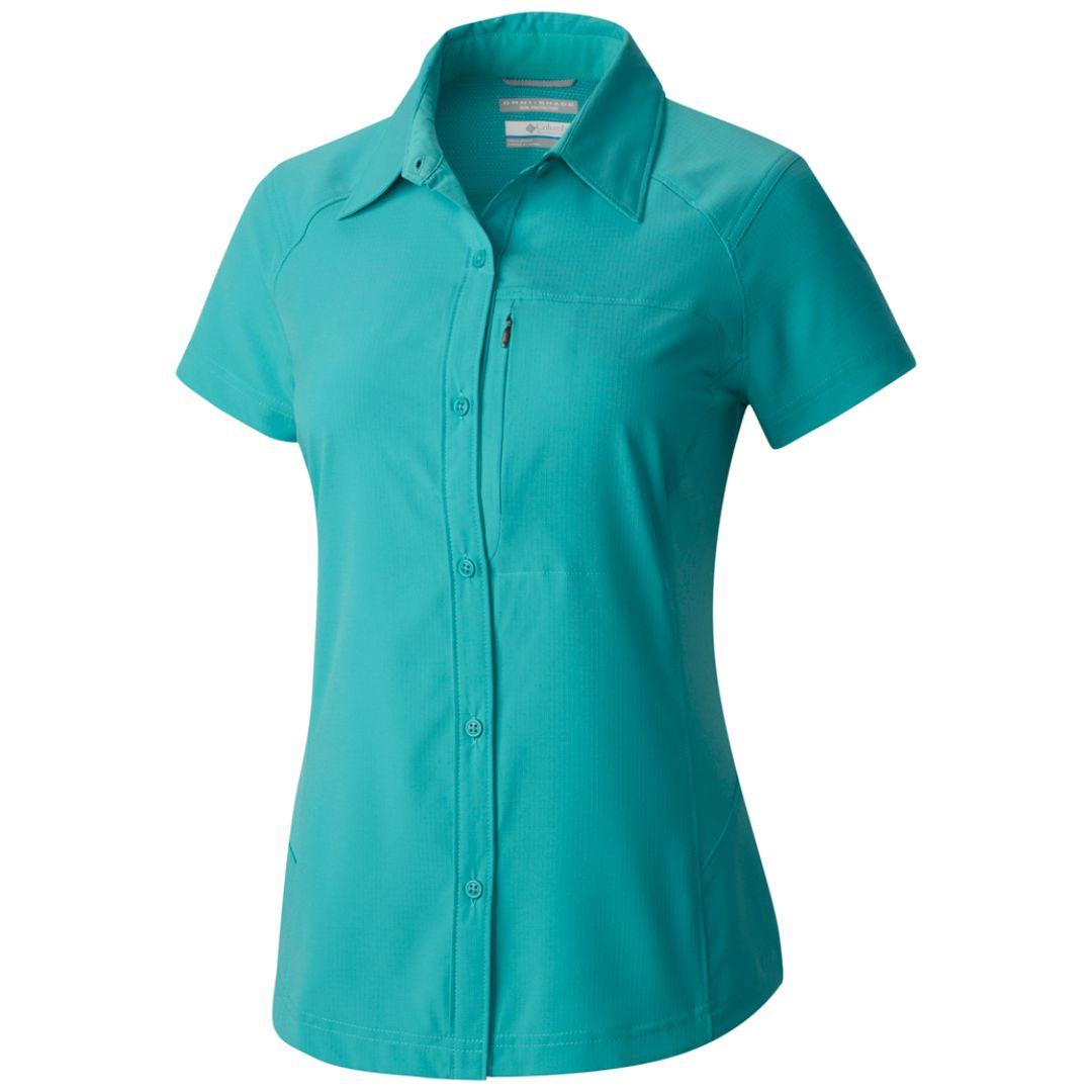 Columbia Women Green Omni-Wick Silver Ridge Short Sleeve Shirt