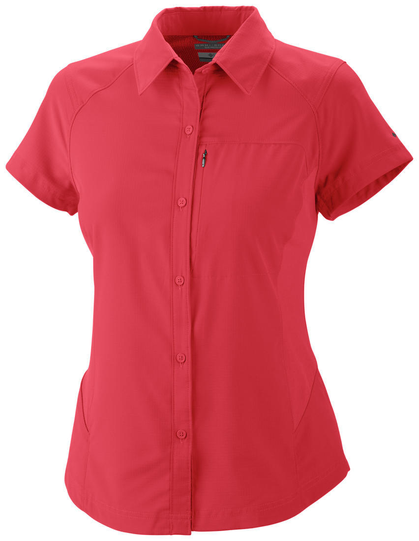 Columbia Women Red Omni-Wick Silver Ridge Short Sleeve Shirt