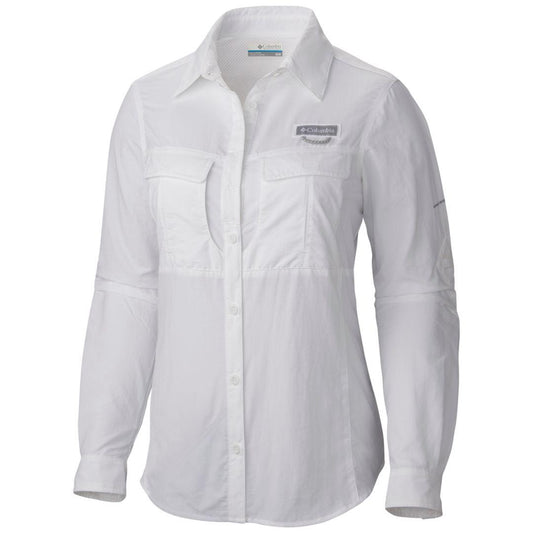 Columbia Women White Omni-Shield Cascades Explorer Long Sleeve Shirt