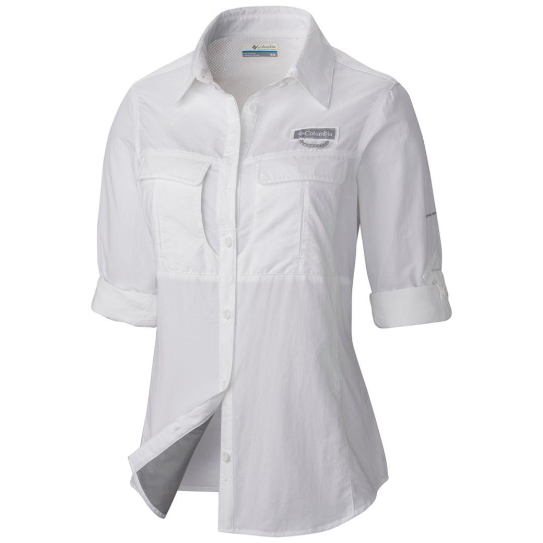 Columbia Women White Omni-Shield Cascades Explorer Long Sleeve Shirt