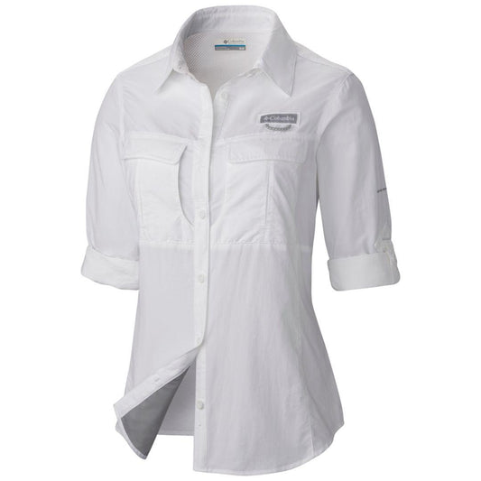 Columbia Women White Omni-Shield Cascades Explorer Long Sleeve Shirt