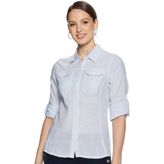 Columbia Women Blue Camp Henry Long Sleeve Shirt