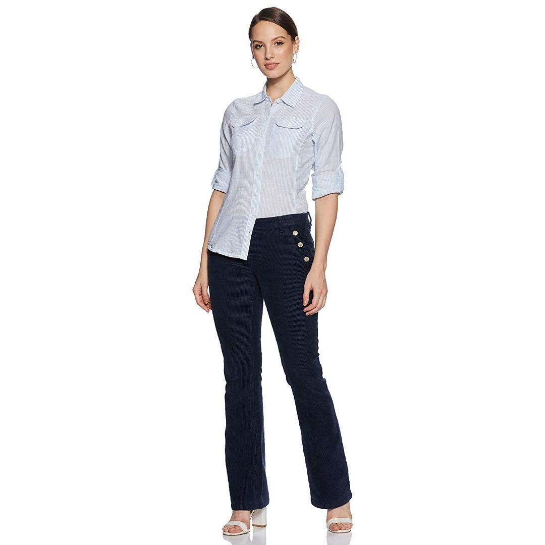 Columbia Women Blue Camp Henry Long Sleeve Shirt