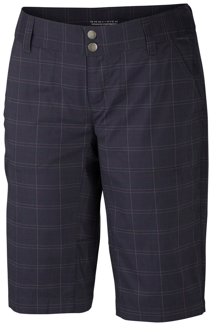 Columbia Women Blue Omni-Wick Saturday Trail II Plaid Shorts