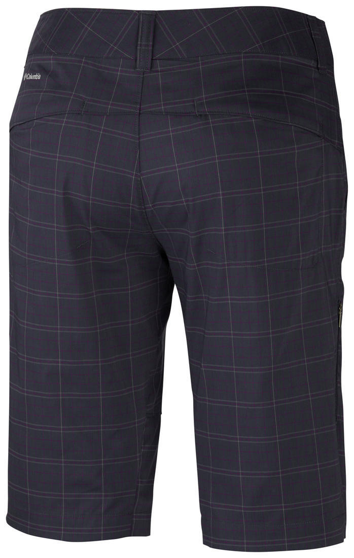 Columbia Women Blue Omni-Wick Saturday Trail II Plaid Shorts