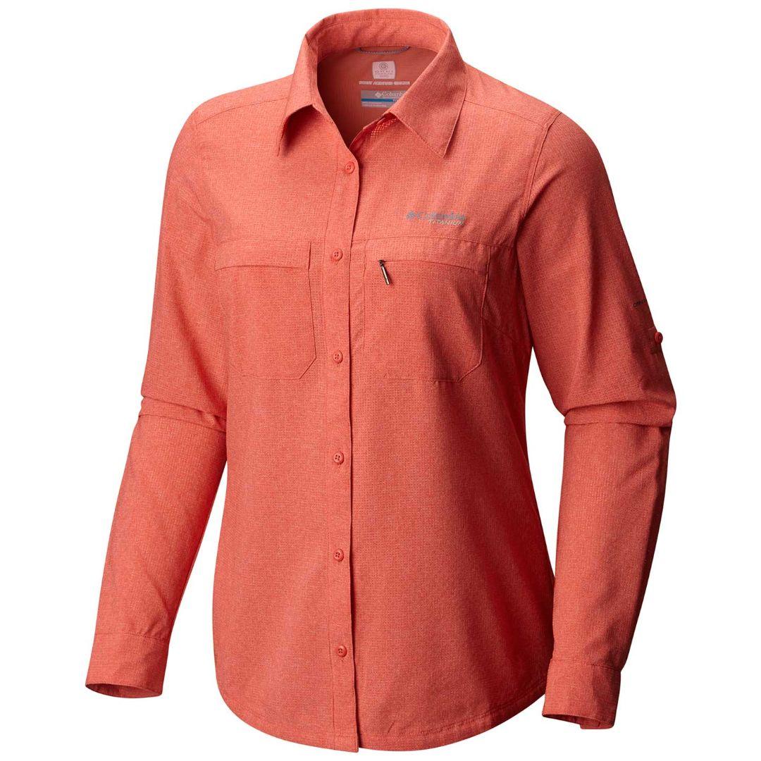 Columbia Women Red Irico Long Sleeve Shirt
