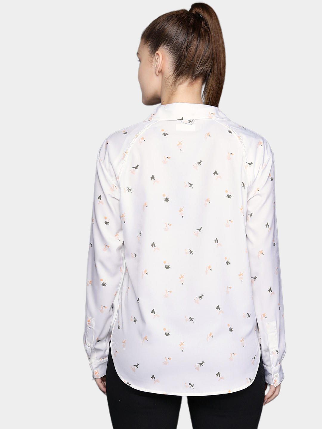 Columbia Women White Silver Ridge Utility Patterned Long Sleeve Shirt
