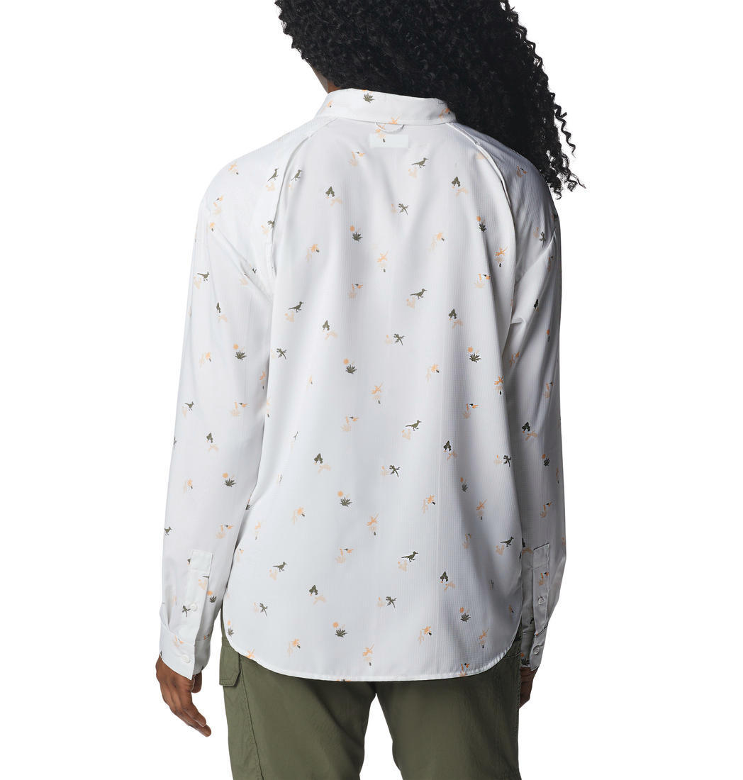 Columbia Women White Silver Ridge Utility Patterned Long Sleeve Shirt