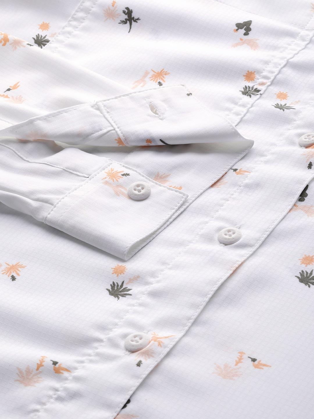 Columbia Women White Silver Ridge Utility Patterned Long Sleeve Shirt