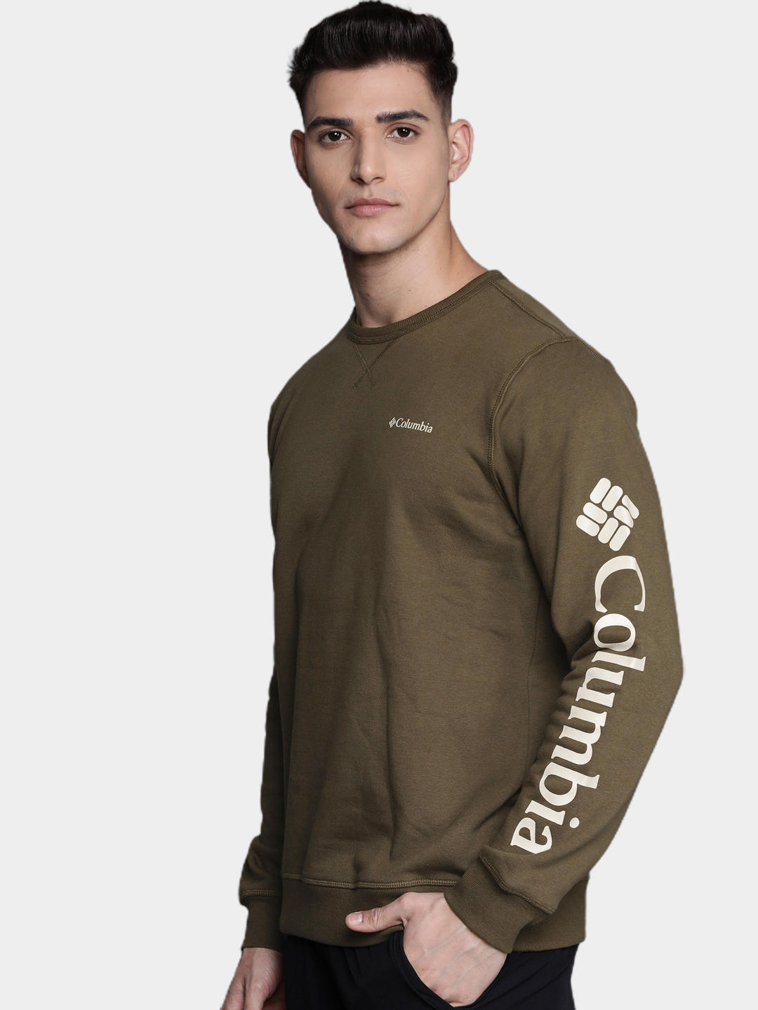 Columbia Men Green M Columbia Logo Fleece Crew Fleece Jacket