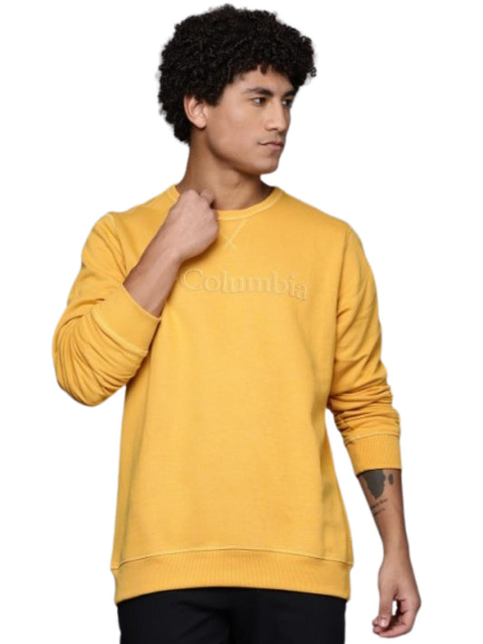 Columbia Men Yellow M Columbia Logo Crew Fleece Top