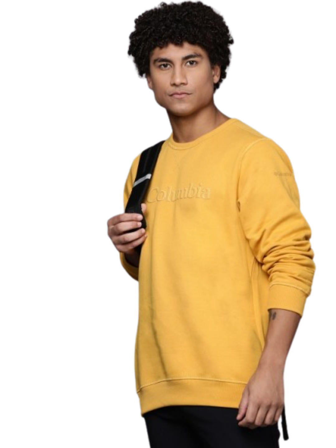 Columbia Men Yellow M Columbia Logo Crew Fleece Top