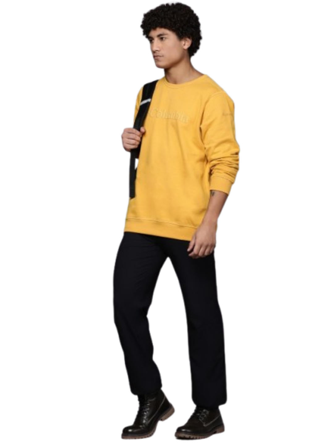 Columbia Men Yellow M Columbia Logo Crew Fleece Top