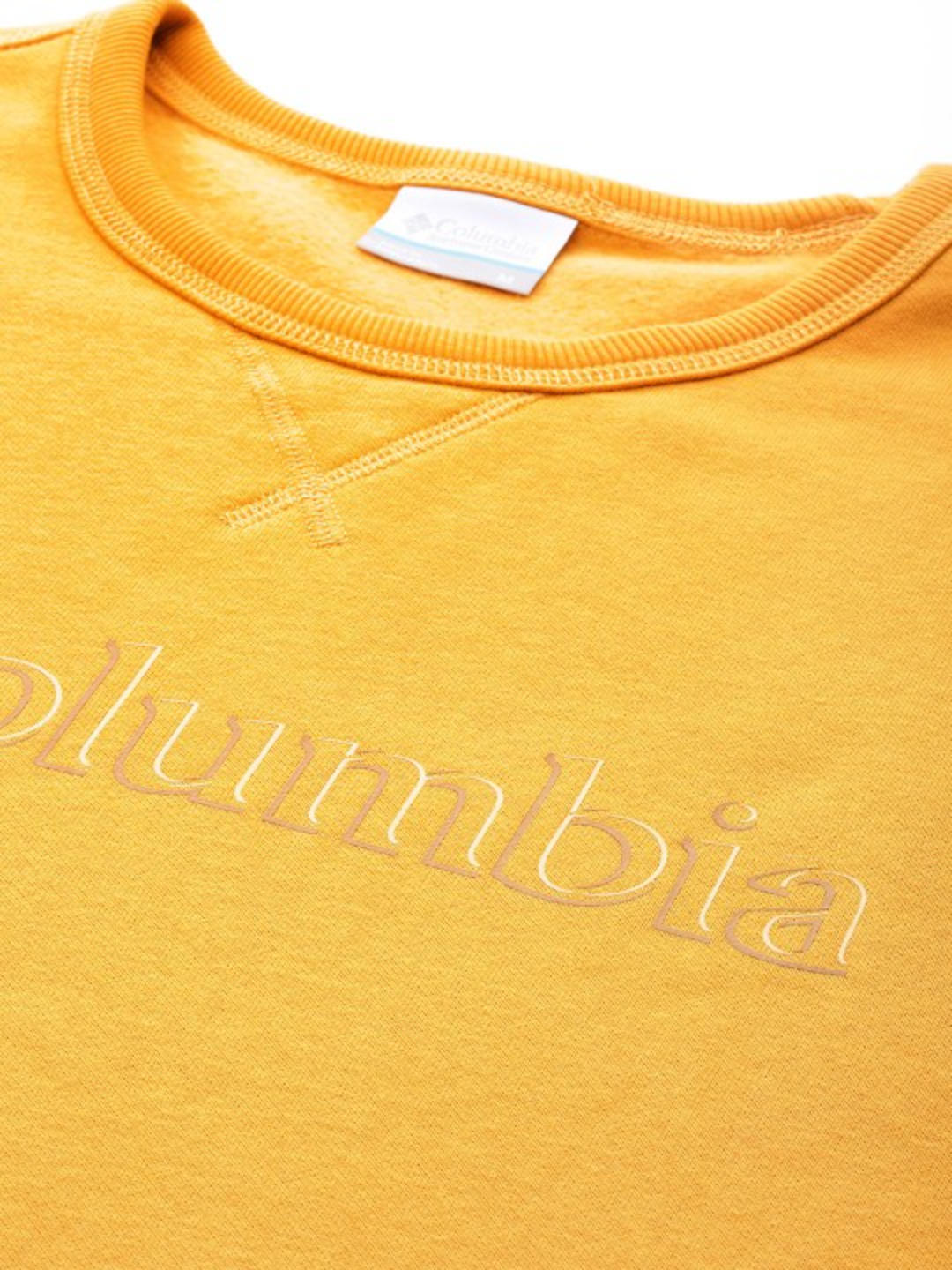 Columbia Men Yellow M Columbia Logo Crew Fleece Top