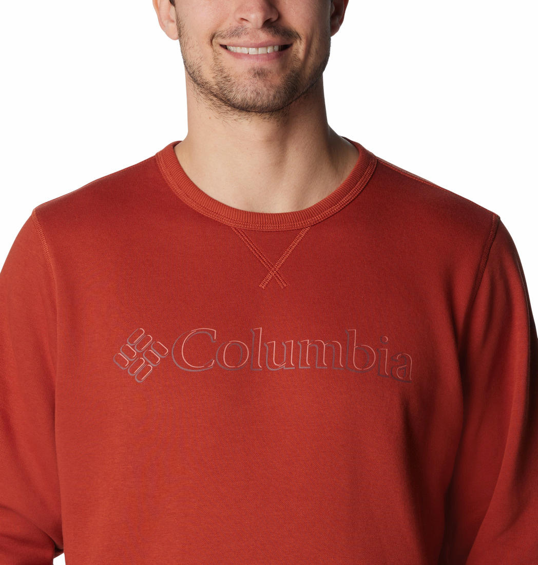 Columbia Men Orange M Columbia Logo Crew Fleece Top
