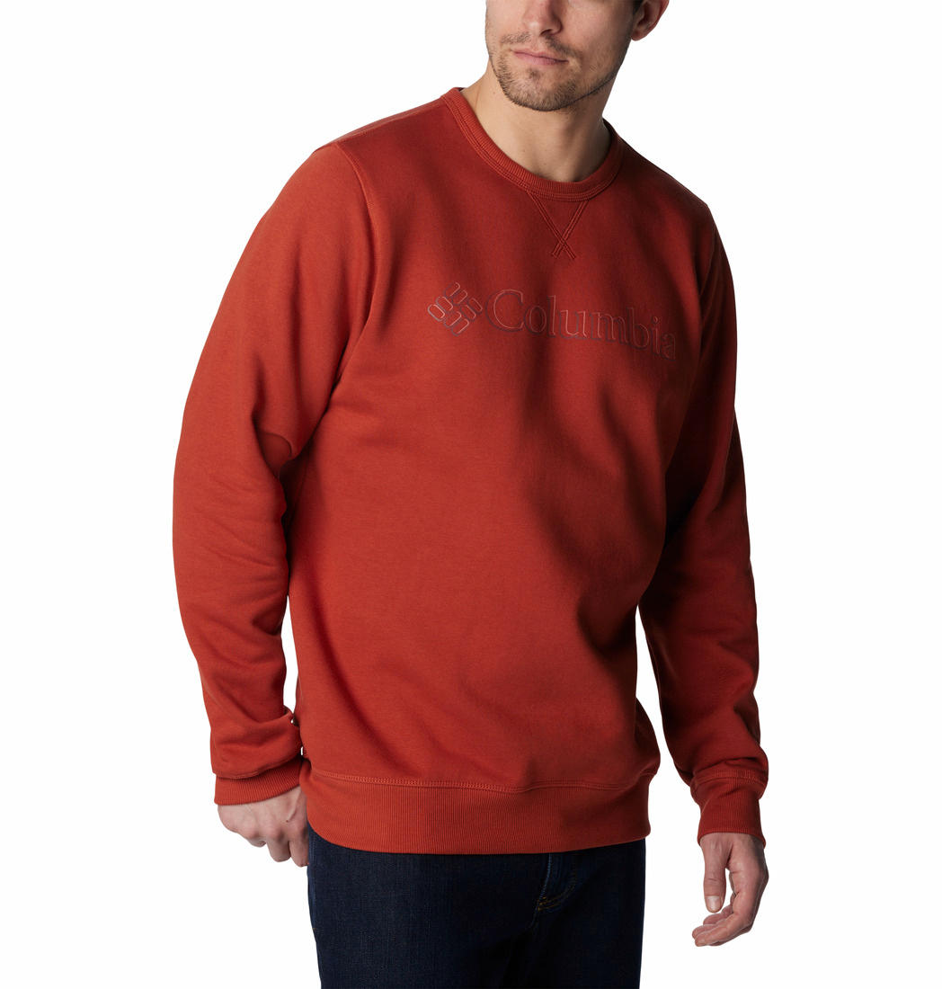 Columbia Men Orange M Columbia Logo Crew Fleece Top
