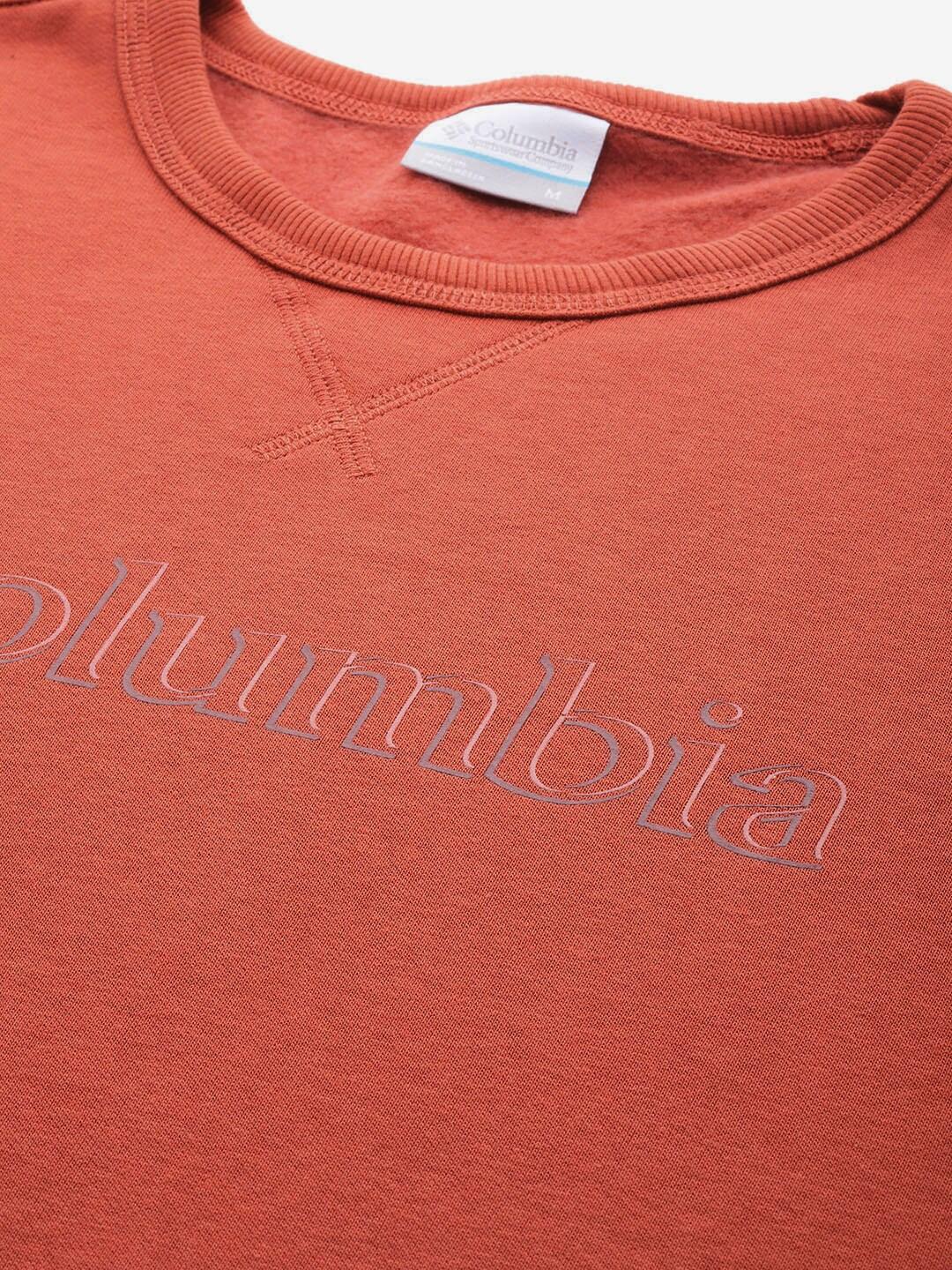 Columbia Men Orange M Columbia Logo Crew Fleece Top