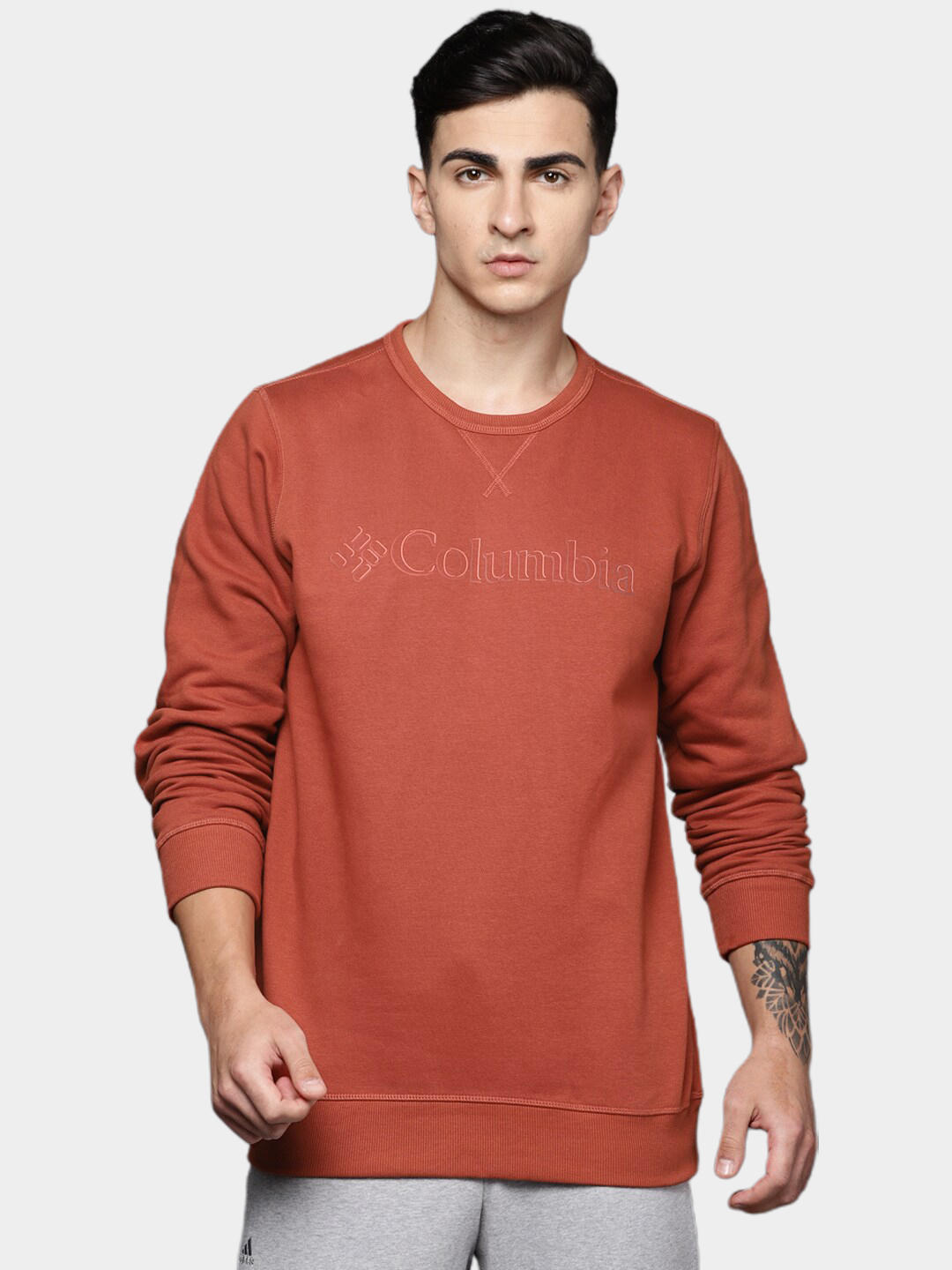 Columbia Men Orange M Columbia Logo Crew Fleece Top