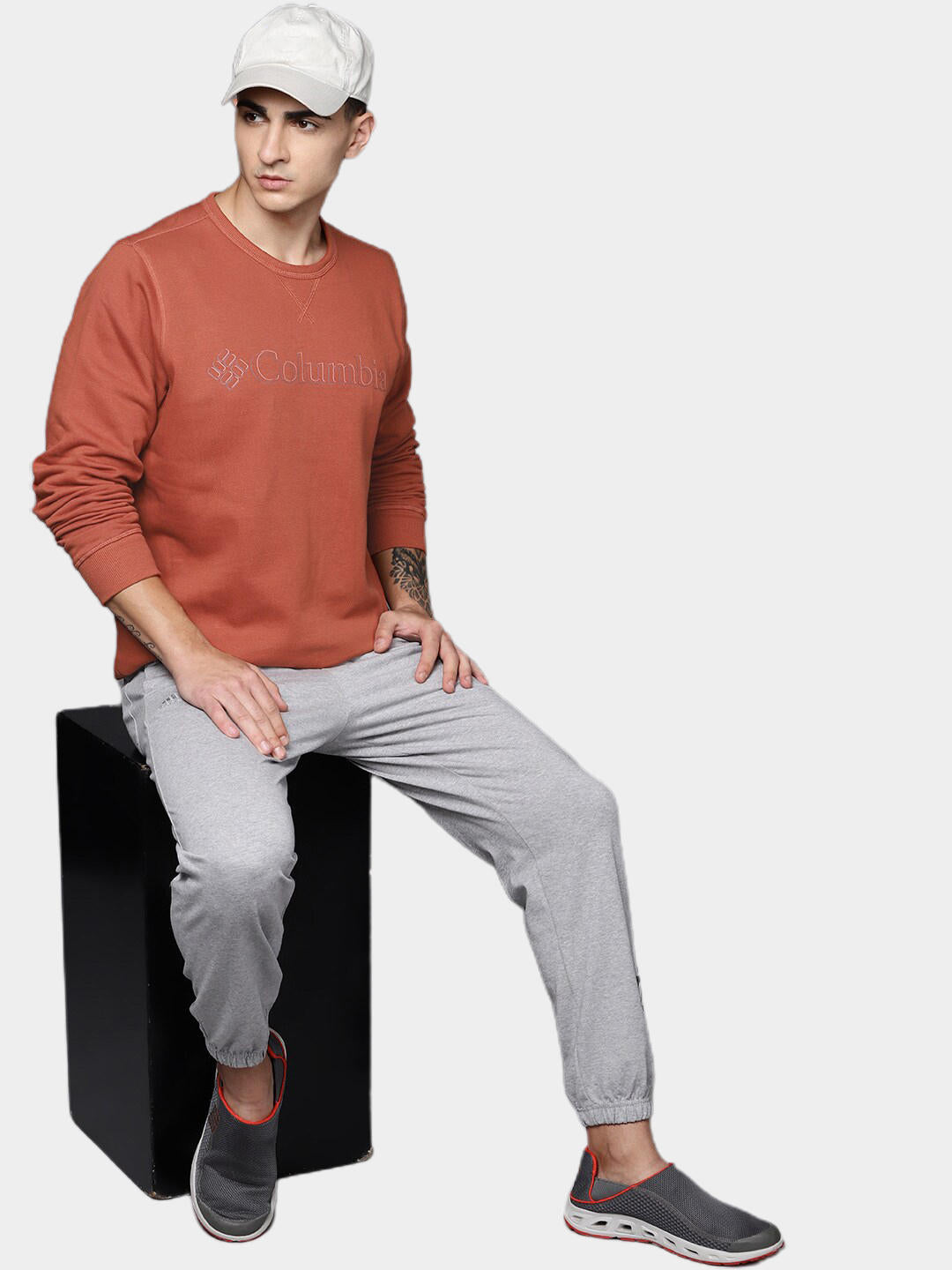 Columbia Men Orange M Columbia Logo Crew Fleece Top