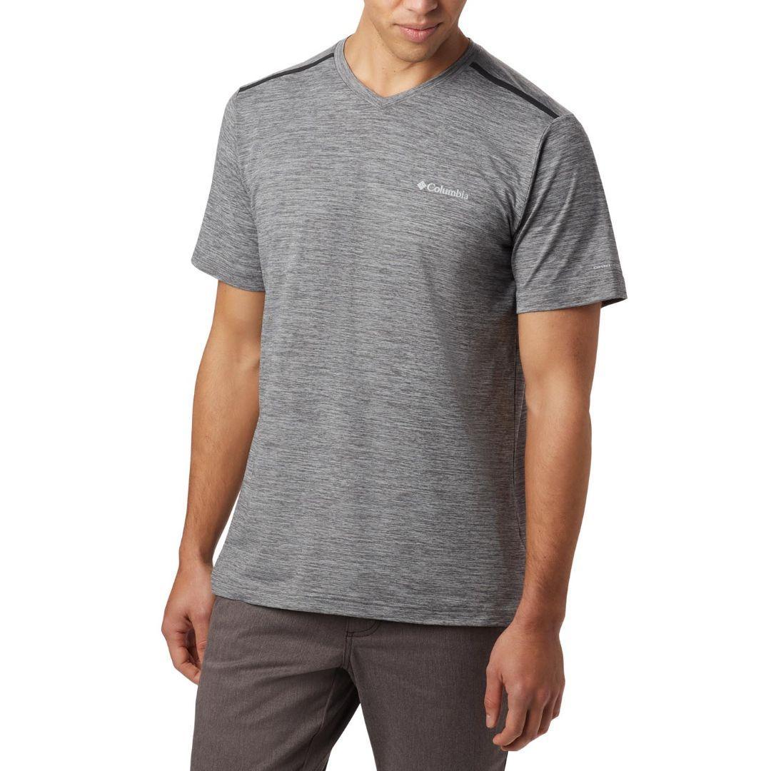 Columbia Men Grey Tech Trail II V Neck (Sun Protection)