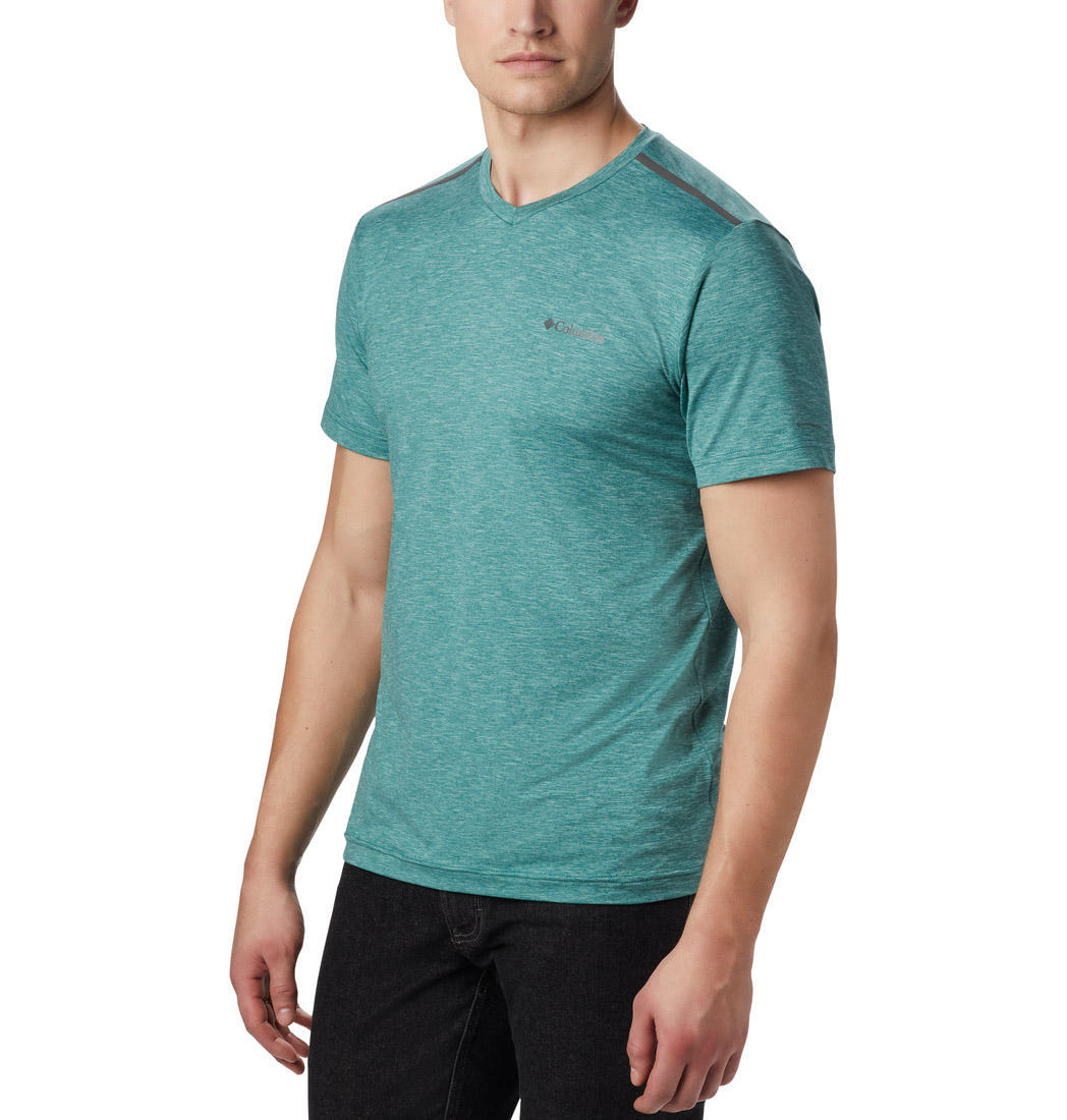 Columbia Men Blue Tech Trail II V Neck (Sun Protection)