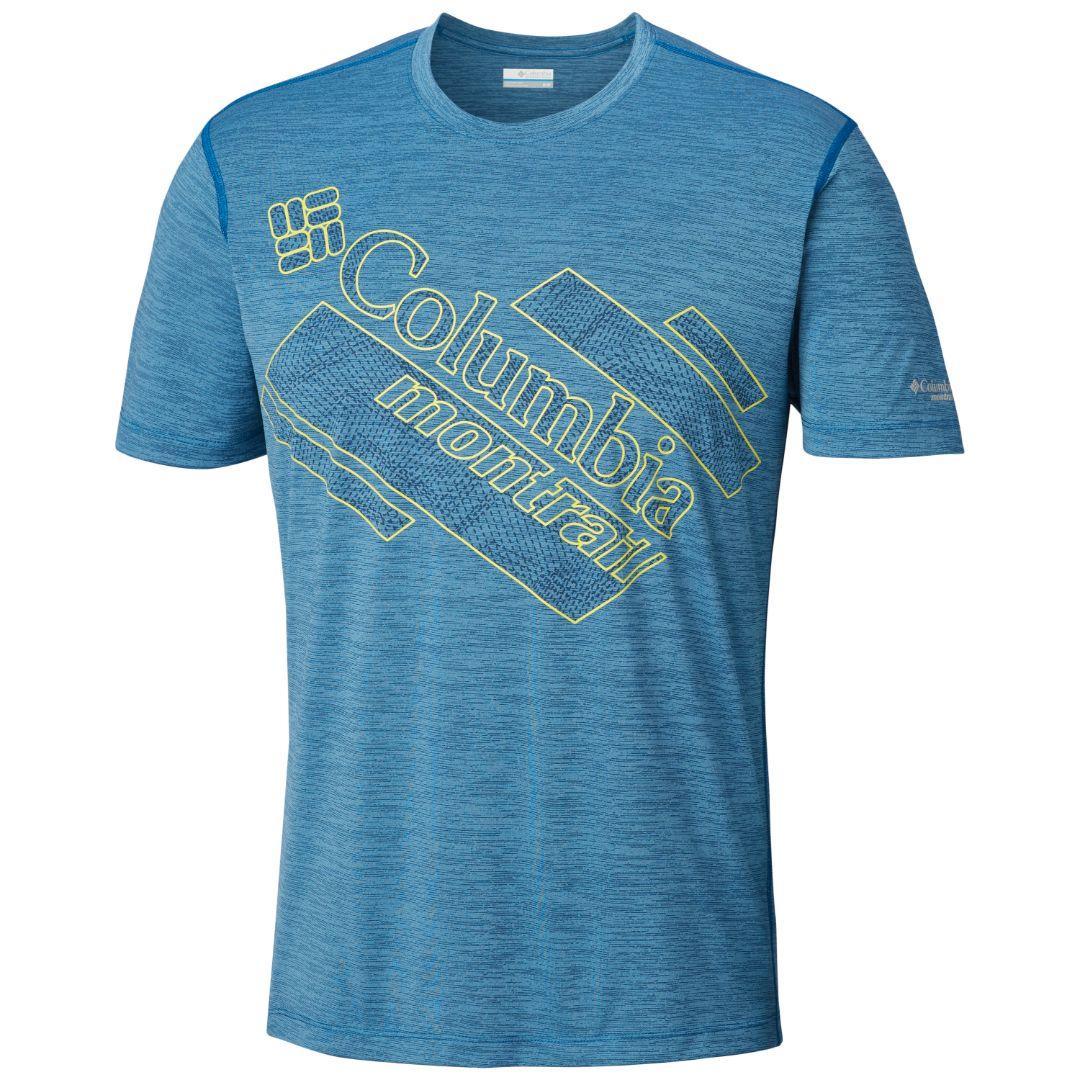 Columbia Men Blue Trinity Trail 2.0 Graphic Short Sleeve (Sun Protection)